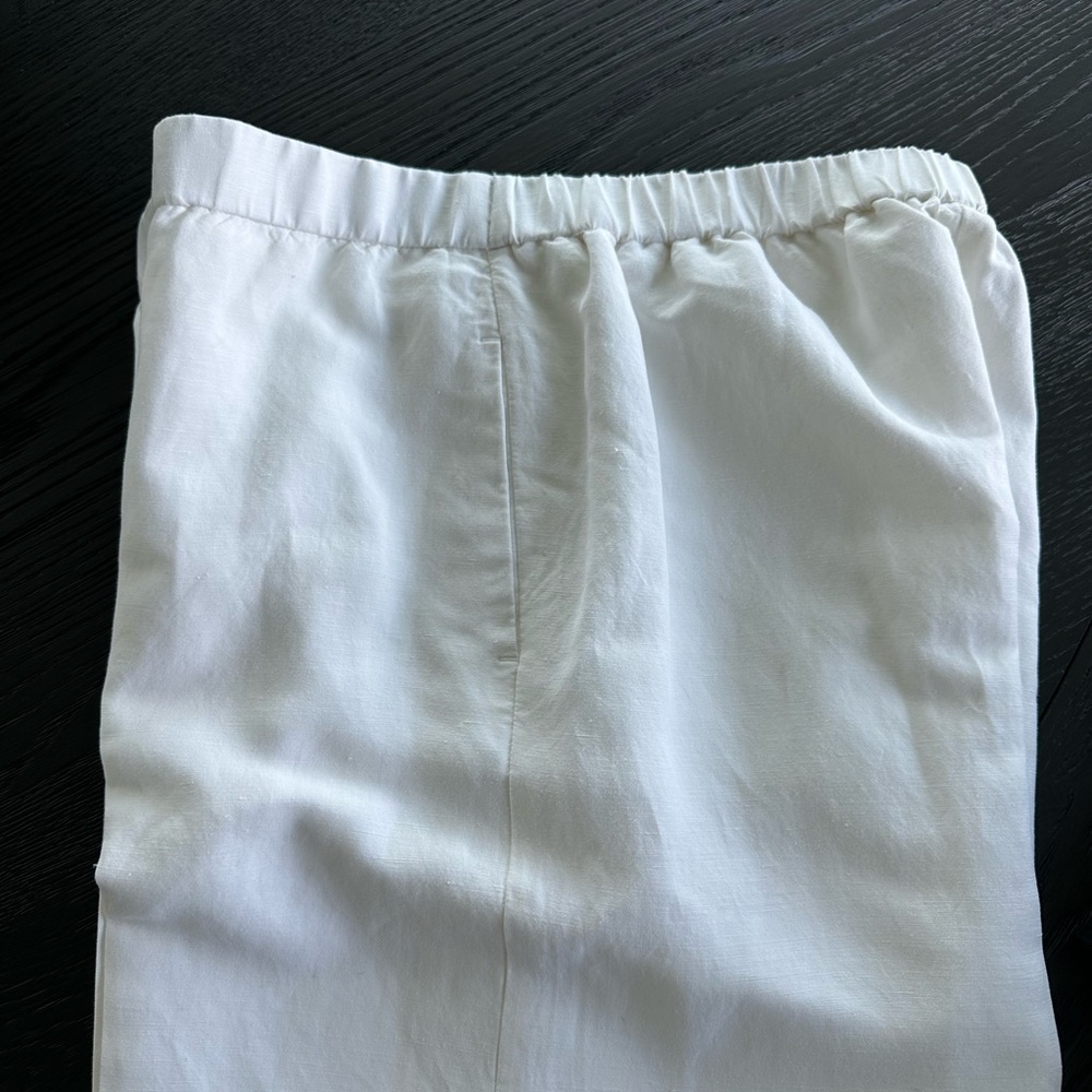 Ann Taylor White Wide Leg Pants with Elastic Waistband